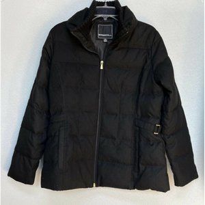 Puffer Coat Womens Down Blend Weather Tamer Sz‎ L Waist Cinch Full Zip High Neck